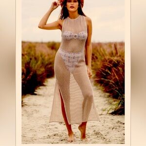 ✨New Altar’d State High Tide Gold Crochet Midi Dress Coverup